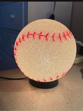 Baseball Night Light Lamp Vintage 7" Melted Plastic Popcorn EUC